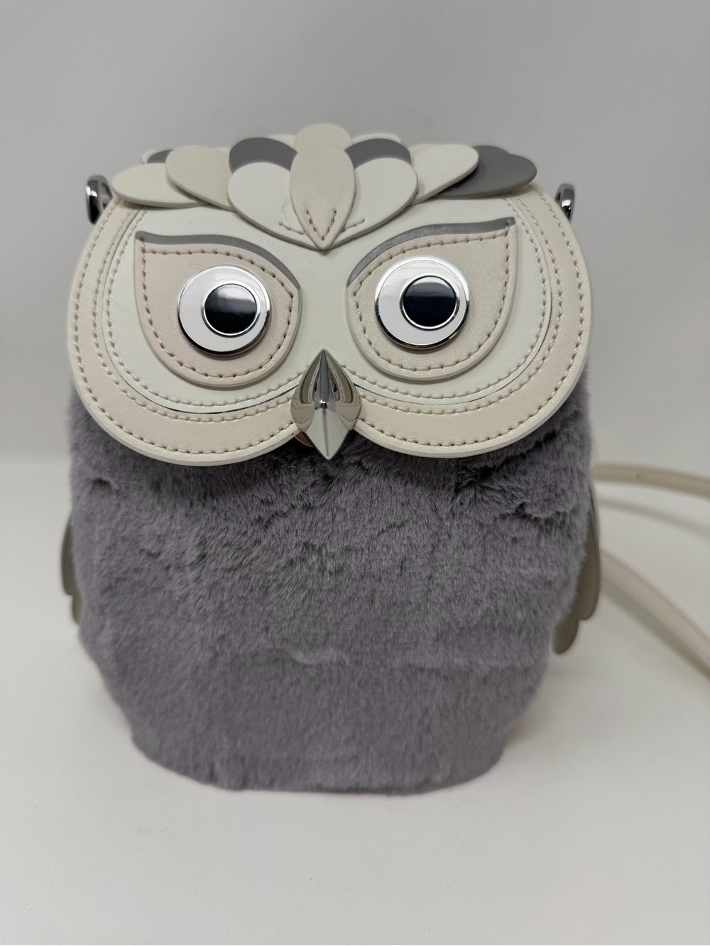 Kate Spade Hoot Owl Crossbody Bag Leather Ivory Gray